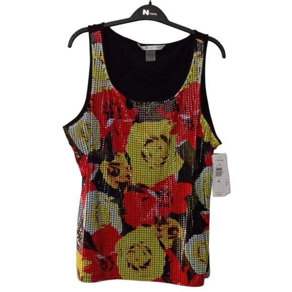 Peter Nygard Tops - [B3] Peter Nygard Roses Mosaic Multicolor Sleeveless Top, Size XL